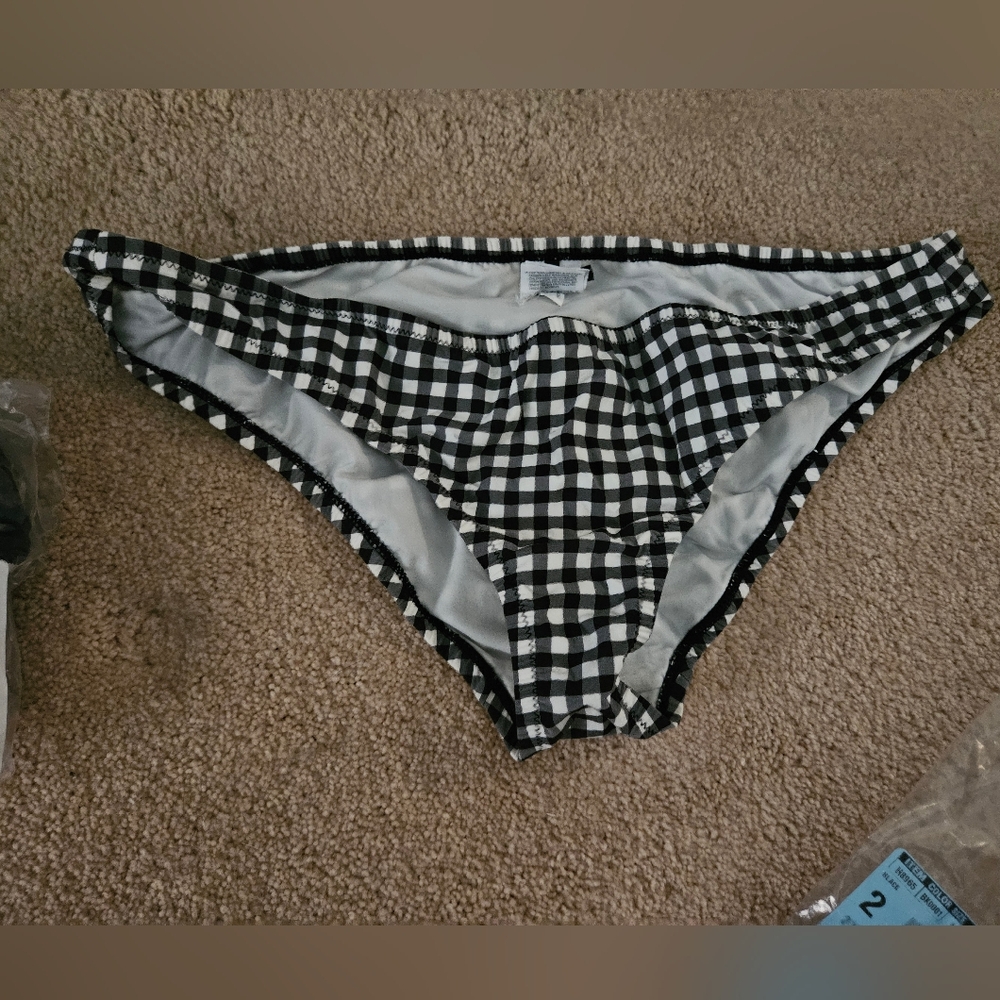 J. Crew Lowrider Bikini Bottom In Black Gingham